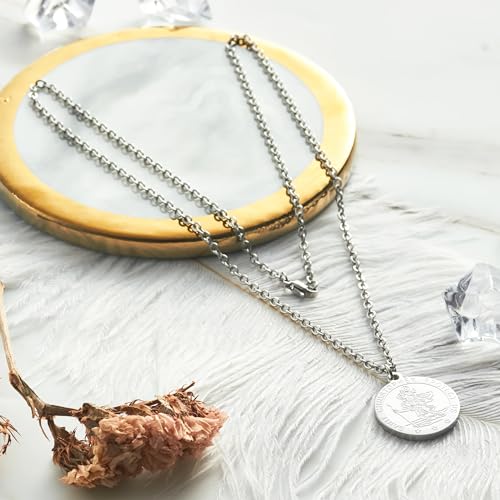 Philip Jones Men's Stainless Steel St Christopher Necklace