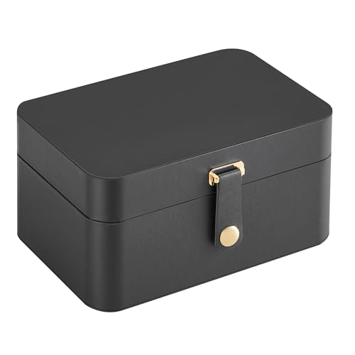 SONGMICS Jewellery Box, 2-Layer Jewellery Storage, 11 x 16 x 8 cm Travel Jewellery Box, Portable Jewellery Case, Small, Spacious, for Larger Accessories, Gift Idea, Slate Grey JBC166G01