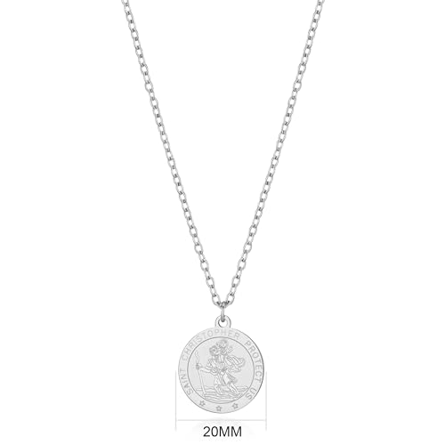 Philip Jones Men's Stainless Steel St Christopher Necklace