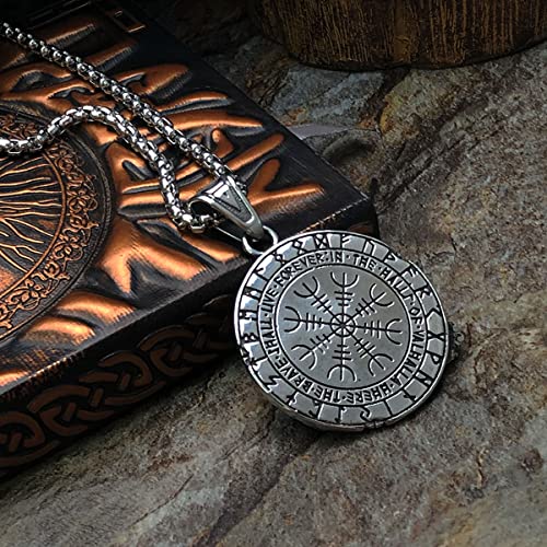 bahamut Mens Viking Fenrir Wolf Odin Raven Pendant Necklace,Norse Amulet Jewelry Viking Gifts for Men (Silver Fenrir Wolf)