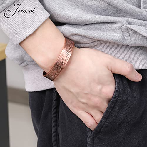 Jeracol Copper Magnetic Bracelets for Men Women,100% Solid Copper Magnetic Cuff Bangle with Powerful Magnets(Each 3500 Gauss), Brazaletes with Ajsust Tool&Jewelry Gift Box