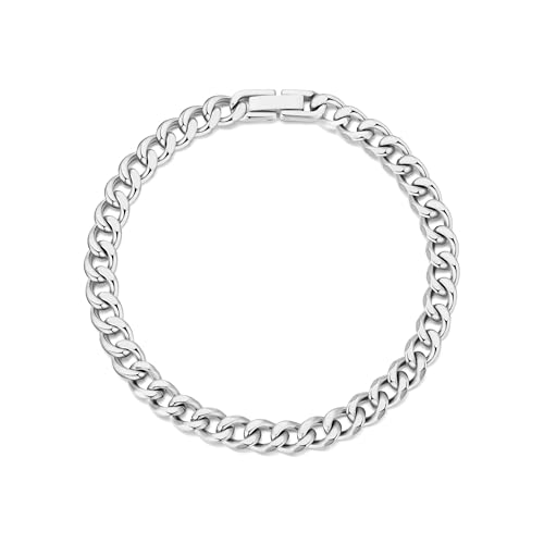 Philip Jones Men's 6mm Stainless Steel 7.5 Inch Curb Chain Bracelet