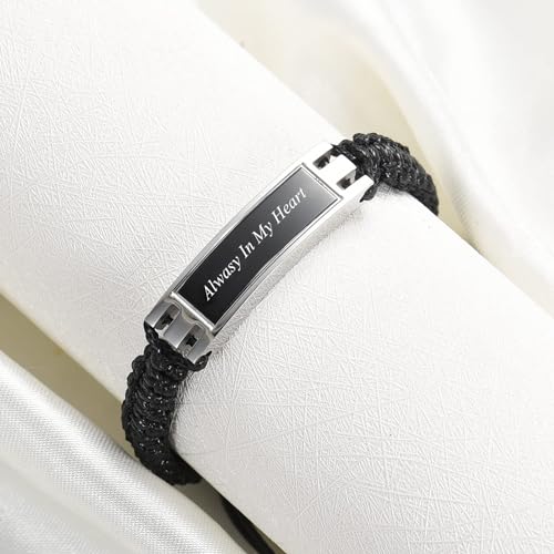 Cremation Jewelry for Ashes Urn Cuff Bangle Rope Bracelet for Men Women Cremation Bracelet for Pet Ashes Keepsake Memorial Ash Bracelet Gifts (Style1-Always In My Heart)