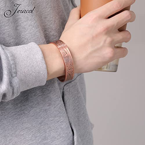 Jeracol Copper Magnetic Bracelets for Men Women,100% Solid Copper Magnetic Cuff Bangle with Powerful Magnets(Each 3500 Gauss), Brazaletes with Ajsust Tool&Jewelry Gift Box