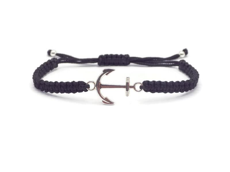 Storela Handmade Silver Plated Anchor Rope bracelet for Men & Women Adjustable & Surfer bracelet Ideal for a Friendship Bracelet, Anniversary, Festival Accessories & Family Gift