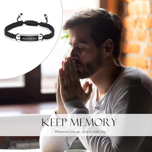 Cremation Jewelry for Ashes Urn Cuff Bangle Rope Bracelet for Men Women Cremation Bracelet for Pet Ashes Keepsake Memorial Ash Bracelet Gifts (Style1-Always In My Heart)