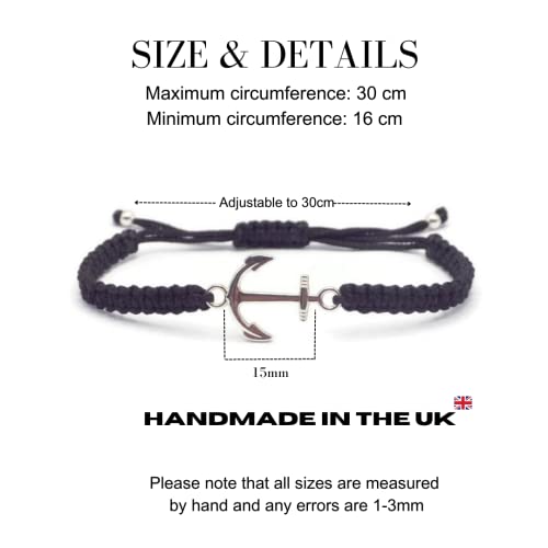 Storela Handmade Silver Plated Anchor Rope bracelet for Men & Women Adjustable & Surfer bracelet Ideal for a Friendship Bracelet, Anniversary, Festival Accessories & Family Gift