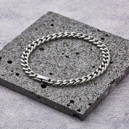 Philip Jones Men's 6mm Stainless Steel 7.5 Inch Curb Chain Bracelet