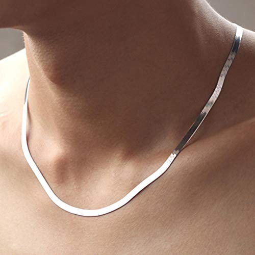 925 Silver Necklace 4MM Snake Chain Men Women Couple Sterling Silver Jewelry Blade Chain