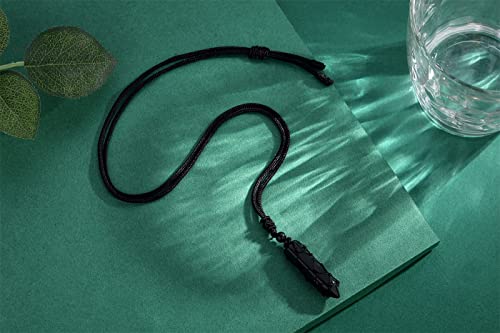 XIANNVXI Black Obsidian Men's Necklaces Natural Healing Crystal Gemstone Wrapped Point Pendant Mens Necklaces Adjustable Rope Reiki Spiritual Jewelry