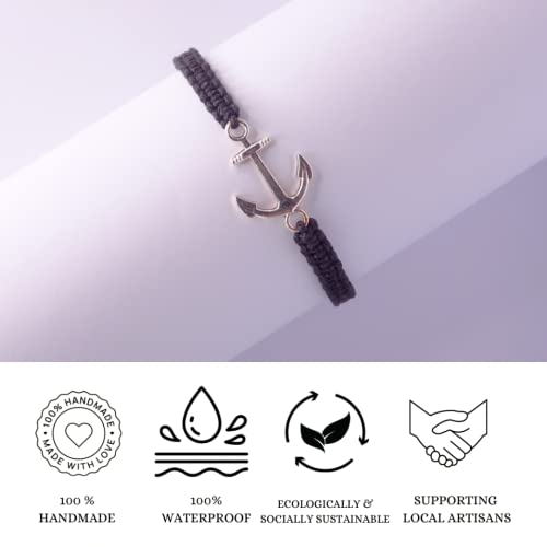 Storela Handmade Silver Plated Anchor Rope bracelet for Men & Women Adjustable & Surfer bracelet Ideal for a Friendship Bracelet, Anniversary, Festival Accessories & Family Gift