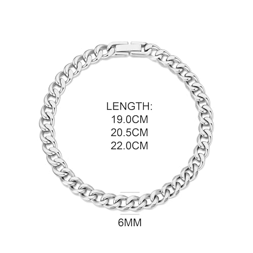 Philip Jones Men's 6mm Stainless Steel 7.5 Inch Curb Chain Bracelet