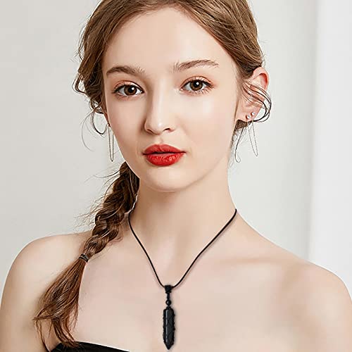 XIANNVXI Black Obsidian Men's Necklaces Natural Healing Crystal Gemstone Wrapped Point Pendant Mens Necklaces Adjustable Rope Reiki Spiritual Jewelry