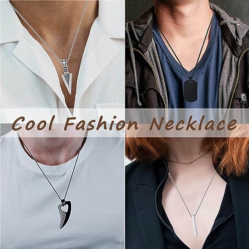 XIANNVXI 8 Pcs Mens Necklaces Set Necklace for Men Cross Necklace Men Black Silver Stainless Steel Necklace Mens Jewellery with 16-24" Chain