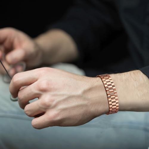 MagEnergy Mens Copper Bracelet 99.9% Pure Copper Magnetic Bracelet with 6 Powerful Magnets with Jewelry Gift Box