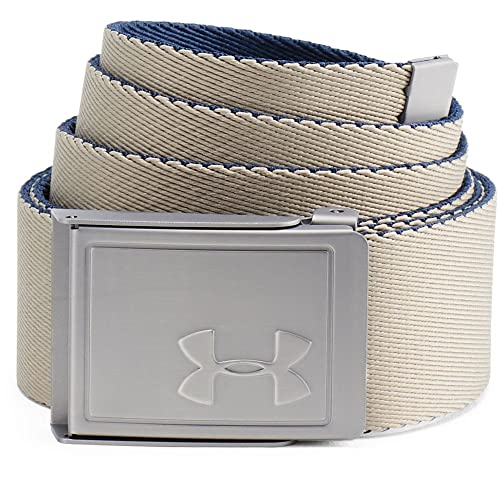Under Armour UA Men's Webbing 2.0 Belt, Versatile Belt, Reversible Belt Men, blue (Academy/City Khaki/None(408)), one size