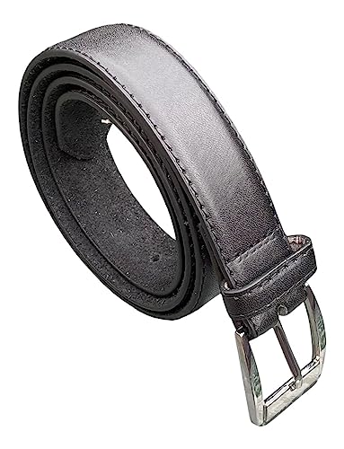 Men's Leather Lined Trouser Belt, 1" Wide, Great for Everyday Use, Classic Belts for Men (Black, L)