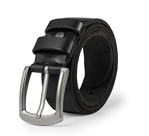 BELTER Leather Belt Mens Belts Jeans Casual Dress Full Grain Leather Big and Tall Size Available with Gift Box (38"-40" Waist, Black)