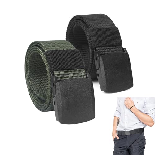 ZISHAN 2 Pieces Work Belts for Men, Mens Belt Durable Breathable and Comfortable Wear, Lenght 130cm/51in Adjustable Nylon Belts for Men, Canvas Belt for Men and Women
