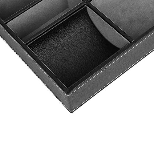 ISIYINER Valet Tray Faux Leather Nightstand Organizer for Men, Desk or Dresser Top Storage Box Holder for Jewelry Keys Phone Wallet Watch etc.