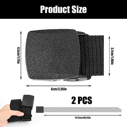 2 Pieces Men's Canvas Belt Adjustable Lightweight Fabric Golf no holes Belts Metal Free Suitable for Work and Travel Plastic Belt for Quick Passage Through Airport Security