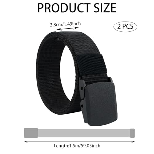 ZISHAN 2 Pieces Work Belts for Men, Mens Belt Durable Breathable and Comfortable Wear, Lenght 130cm/51in Adjustable Nylon Belts for Men, Canvas Belt for Men and Women