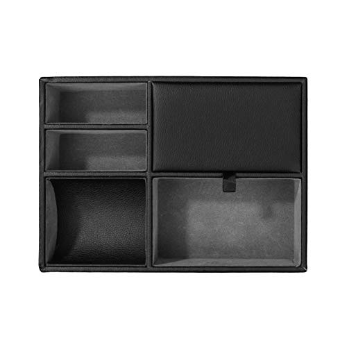 ISIYINER Valet Tray Faux Leather Nightstand Organizer for Men, Desk or Dresser Top Storage Box Holder for Jewelry Keys Phone Wallet Watch etc.