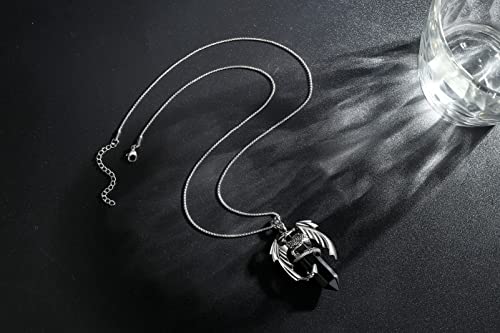 XIANNVXI Dragon Necklace for Men Black Obsidian Necklace Mens Necklaces Crystal Necklaces for Men Healing Gemstone Pointed Pendant Reiki Mens Jewellery Dragon Gifts