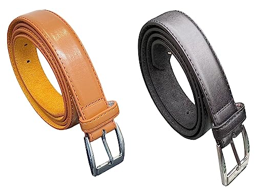 Men's Leather Lined Trouser Belt, 1" Wide, Great for Everyday Use, Classic Belts for Men (Black, L)