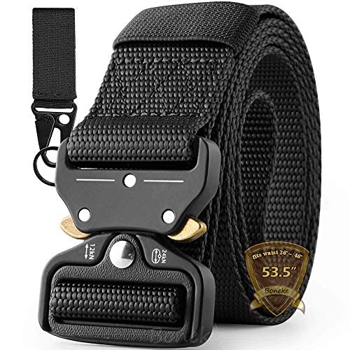 Tactical Belts for Men, Military Heavy Duty Belt Nylon Belt with Quick Release Metal Buckle, Ideal for work and outdoor sport, Tool Belt 53.5"(136 cm)