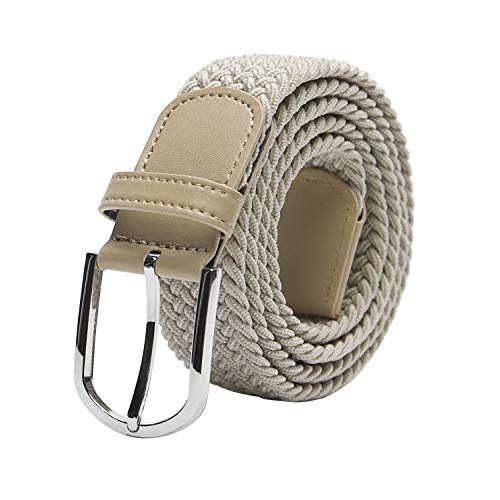 TANGCHAO Mens Belt,Elastic Braided Belt Unisex Men Women Braided Elastic Stretch Woven Belt 33mm(1.25") Multi Colours Beige 120