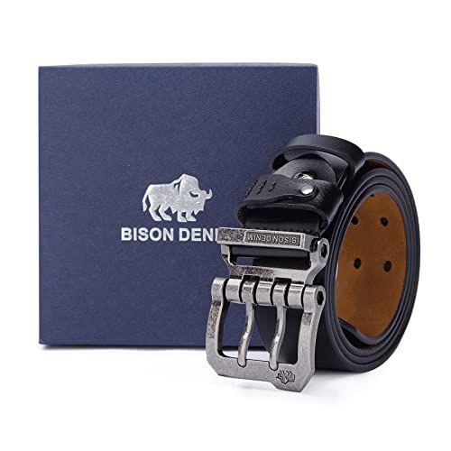 BISON SPIRIT Men's Belt Leather Waistband Casual Alloy Buckle fashion Belts.