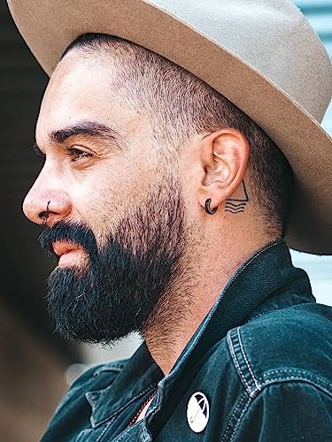 Norse Viking Earrings for Men, Black Hoops Stainless Steel Nordic Runes Earring, Punk Biker Ear Jewelry for Man Boys