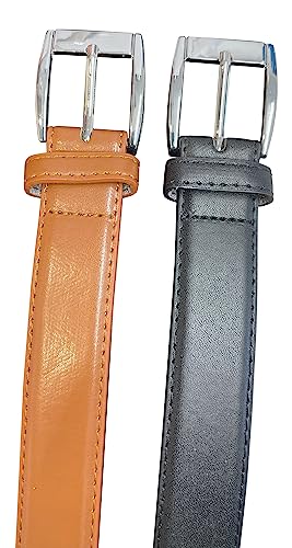 Men's Leather Lined Trouser Belt, 1" Wide, Great for Everyday Use, Classic Belts for Men (Black, L)