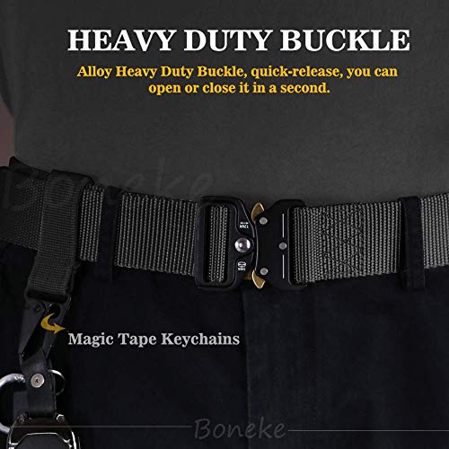 Tactical Belts for Men, Military Heavy Duty Belt Nylon Belt with Quick Release Metal Buckle, Ideal for work and outdoor sport, Tool Belt 53.5"(136 cm)