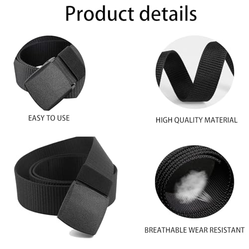 ZISHAN 2 Pieces Work Belts for Men, Mens Belt Durable Breathable and Comfortable Wear, Lenght 130cm/51in Adjustable Nylon Belts for Men, Canvas Belt for Men and Women
