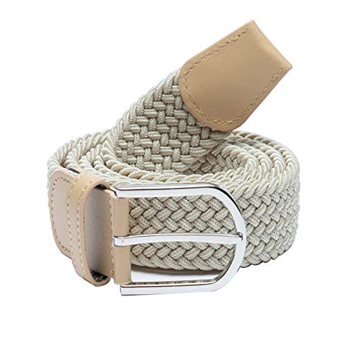 TANGCHAO Mens Belt,Elastic Braided Belt Unisex Men Women Braided Elastic Stretch Woven Belt 33mm(1.25") Multi Colours Beige 120