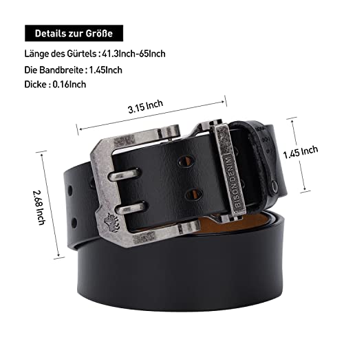BISON SPIRIT Men's Belt Leather Waistband Casual Alloy Buckle fashion Belts.