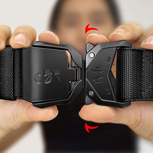 KEMISANT Tactical Belt 2 Packs, Mens Military Work Utility Belts 1.5",Quick Release Buckle,2Pack-Black/Light Gray2151,38"-42" Waist Adjustable