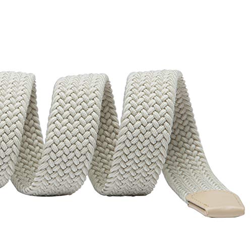 TANGCHAO Mens Belt,Elastic Braided Belt Unisex Men Women Braided Elastic Stretch Woven Belt 33mm(1.25") Multi Colours Beige 120