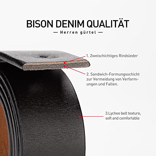 BISON SPIRIT Men's Belt Leather Waistband Casual Alloy Buckle fashion Belts.