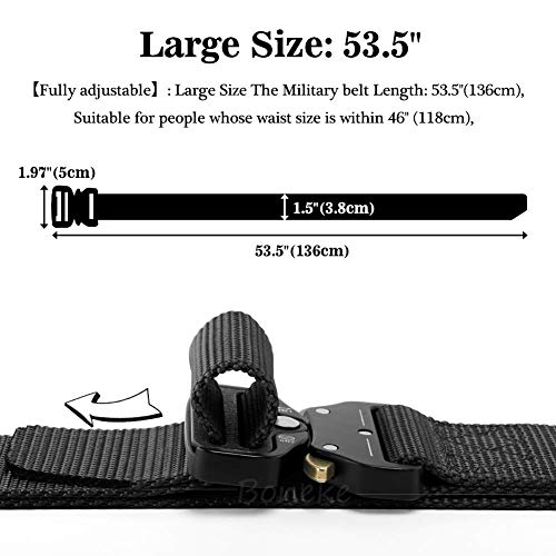 Tactical Belts for Men, Military Heavy Duty Belt Nylon Belt with Quick Release Metal Buckle, Ideal for work and outdoor sport, Tool Belt 53.5"(136 cm)