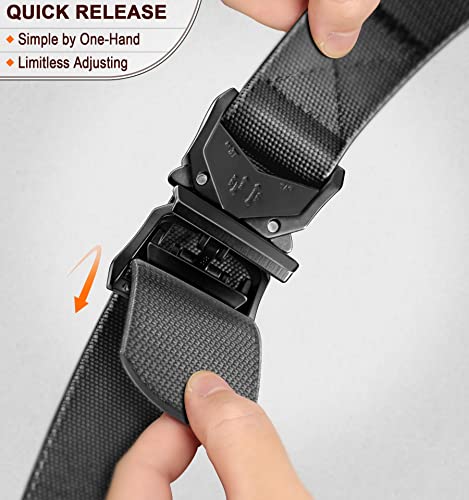 KEMISANT Tactical Belt 2 Packs, Mens Military Work Utility Belts 1.5",Quick Release Buckle,2Pack-Black/Light Gray2151,38"-42" Waist Adjustable