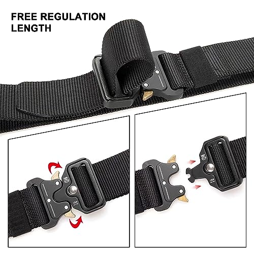 VIKSAUN Tactical Belt, Canvas Military Belt, Military Tactical belt Black, Nylon Work Belt, Military Style Heavy Duty Nylon Work Belts, for Military,Work,Outdoor Sports and Daily Casual Using (1 Pcs)