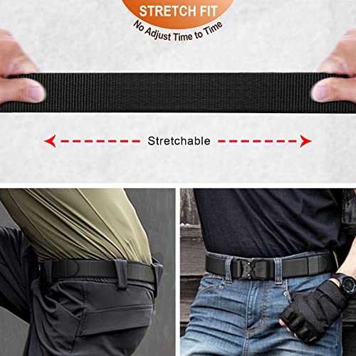 KEMISANT Tactical Belt 2 Packs, Mens Military Work Utility Belts 1.5",Quick Release Buckle,2Pack-Black/Light Gray2151,38"-42" Waist Adjustable