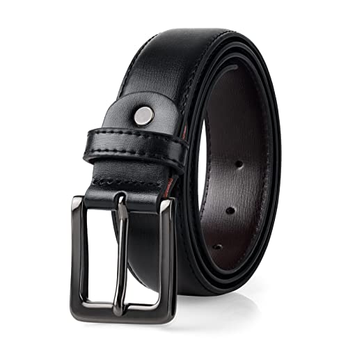 maikun Men's Belts,Black Leather Belt for Men, Black Belt Men,Mens Leather Belt,Mens Leather Belts for Trousers Black BuckleLength 105cm
