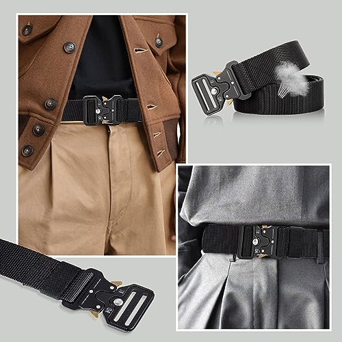VIKSAUN Tactical Belt, Canvas Military Belt, Military Tactical belt Black, Nylon Work Belt, Military Style Heavy Duty Nylon Work Belts, for Military,Work,Outdoor Sports and Daily Casual Using (1 Pcs)