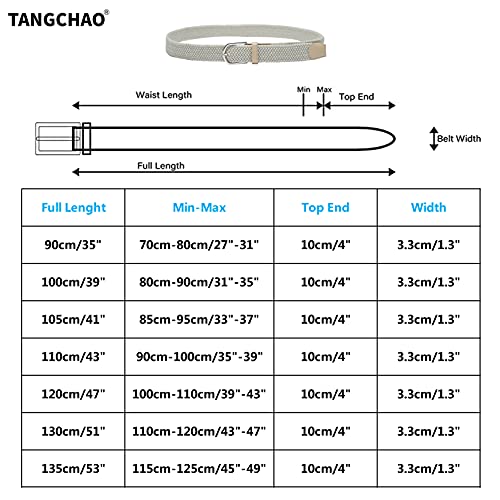 TANGCHAO Mens Belt,Elastic Braided Belt Unisex Men Women Braided Elastic Stretch Woven Belt 33mm(1.25") Multi Colours Beige 120