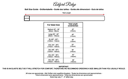 Ashford Ridge Mens 33mm (1.25") Elastic Webbing Belt (Navy, Medium)