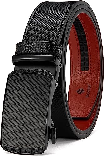 DOOPAI Leather Ratchet Belts for Men Automatic Belts Men With Easier Slide Buckle,1 3/8" Adjustable Trim to Fit